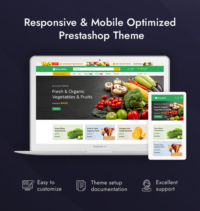 Grocable - Online kruidenierswinkel en supermarkt PrestaShop responsief thema - Features Image 1