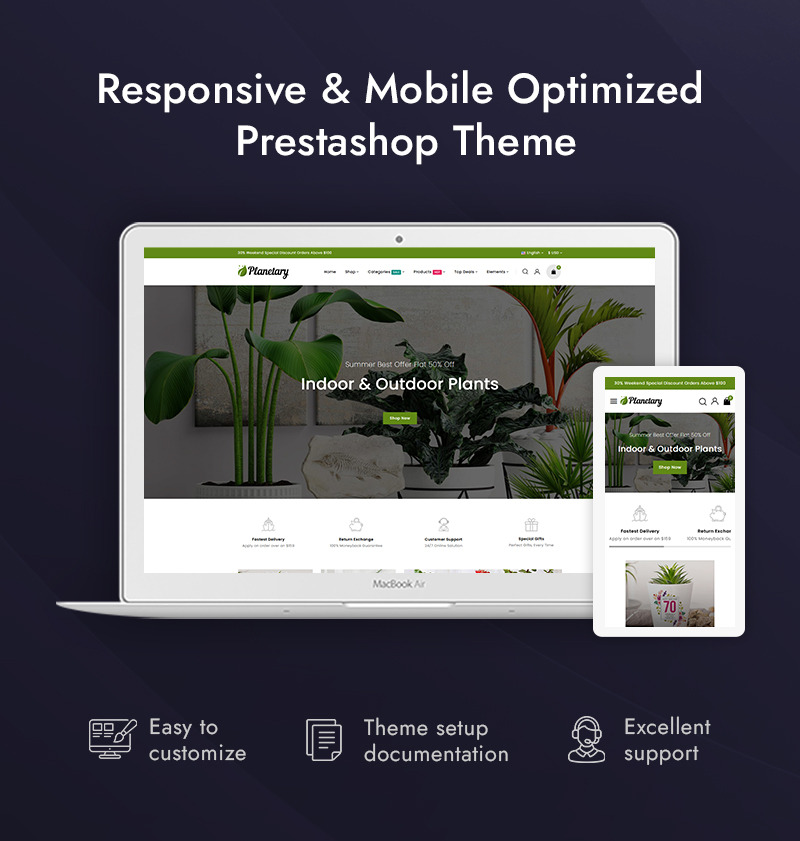 Planetary - Växter och plantskolor Butik PrestaShop Responsivt Tema - Features Image 1