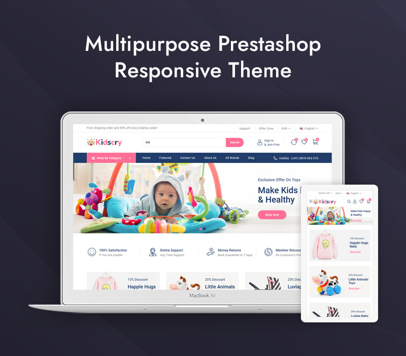 KidsCry - 儿童时装和玩具店 Prestashop 响应式主题 - Features Image 1