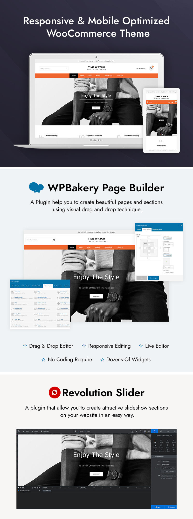 Time Watch Store WooCommerce Theme - Features Image 1