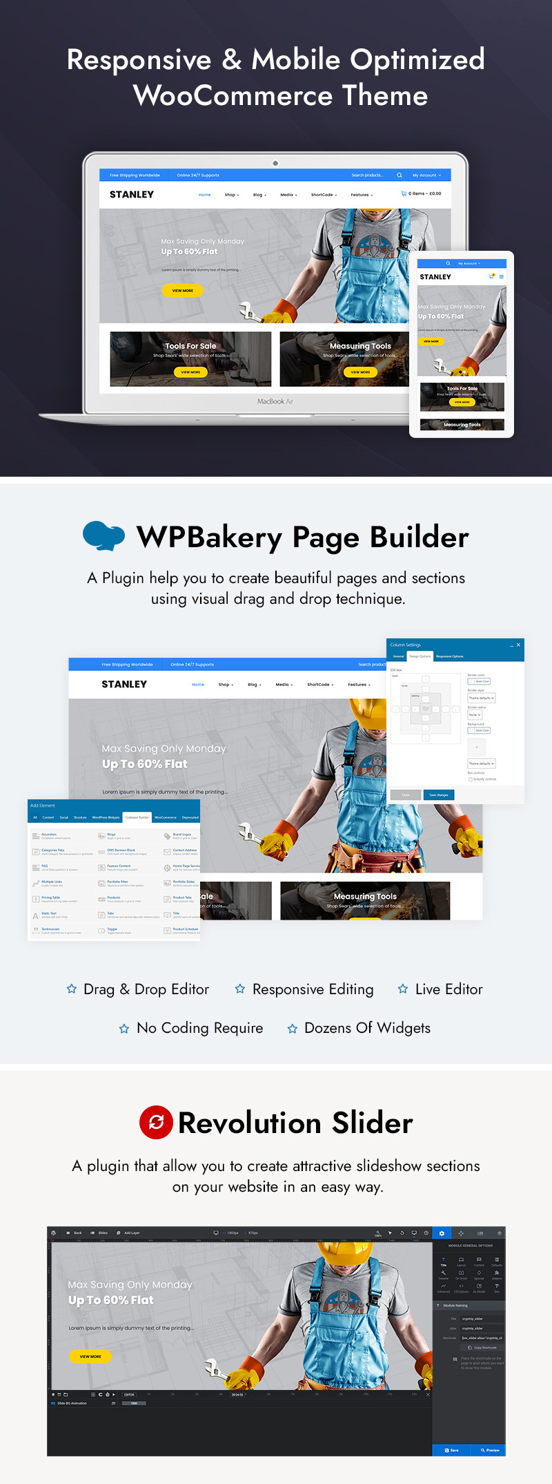 Stanley - Tools Hardware Store WooCommerce Theme - Features Image 1