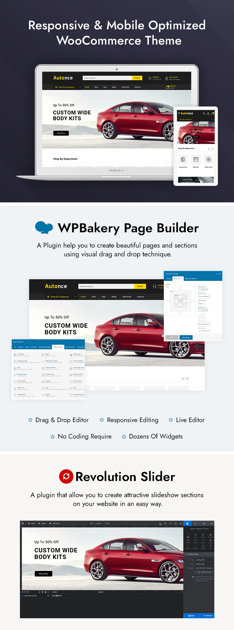 Autonce - Responsywny motyw części samochodowych WooCommerce - Obraz funkcji 1