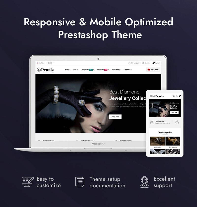 Pearls - Jewellery Store PrestaShop Responsive Theme - Features Image 1