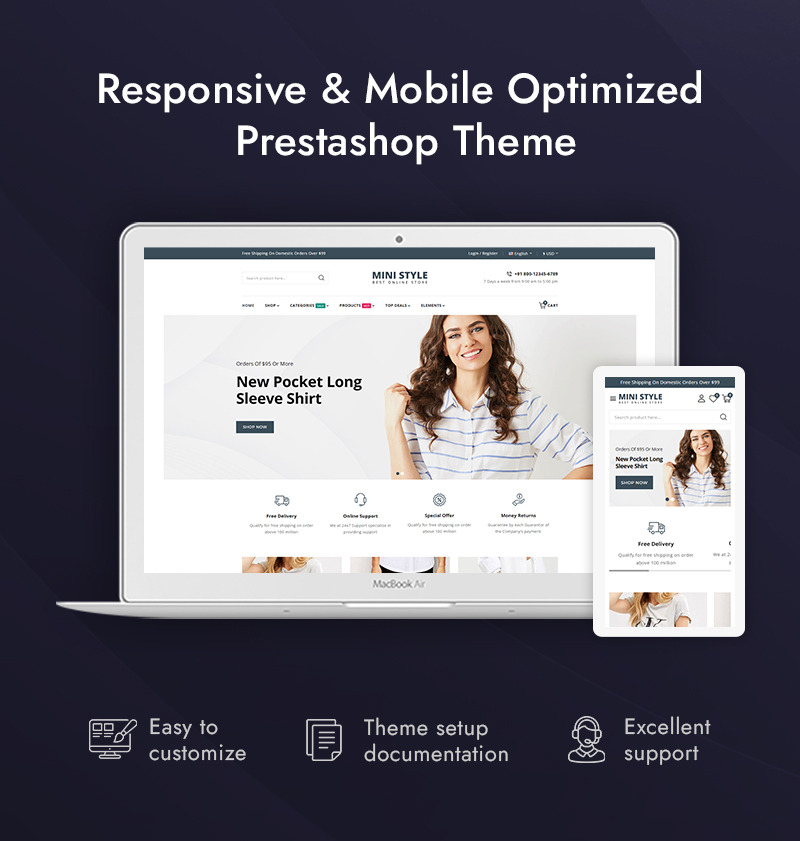 MiniStyle - Responsives Prestashop-Theme für den Minimal Fashion Store - Eigenschaften Bild 1