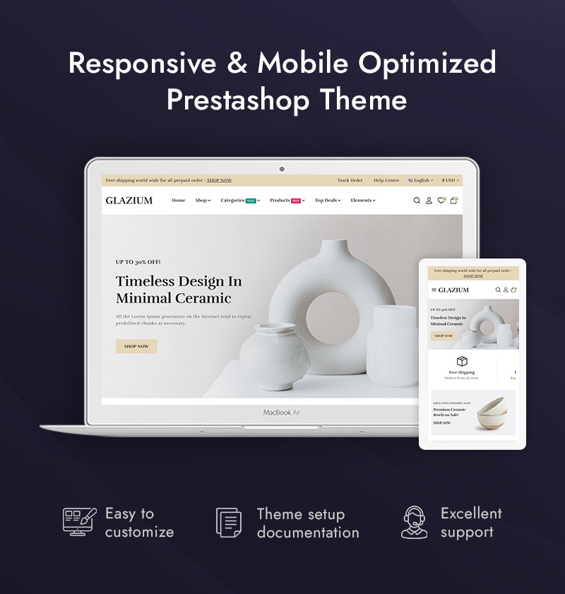 Glazium - Kerámia és fazekasság dekorációs áruház PrestaShop reszponzív sablon - Features Image 1