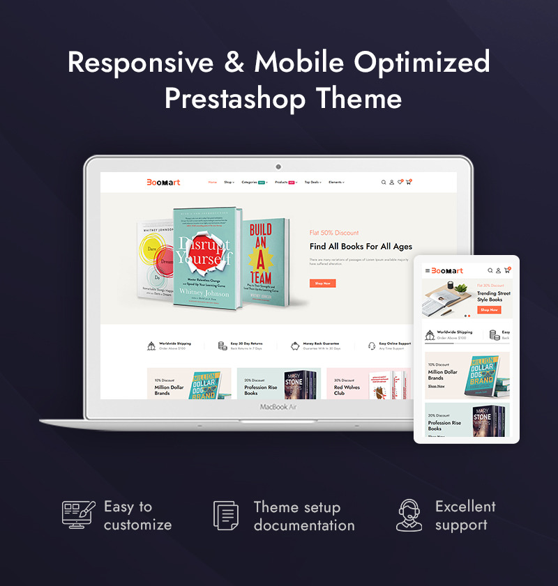 Bookmart - Адаптивная тема Prestashop для книжного магазина премиум-класса - Features Image 1