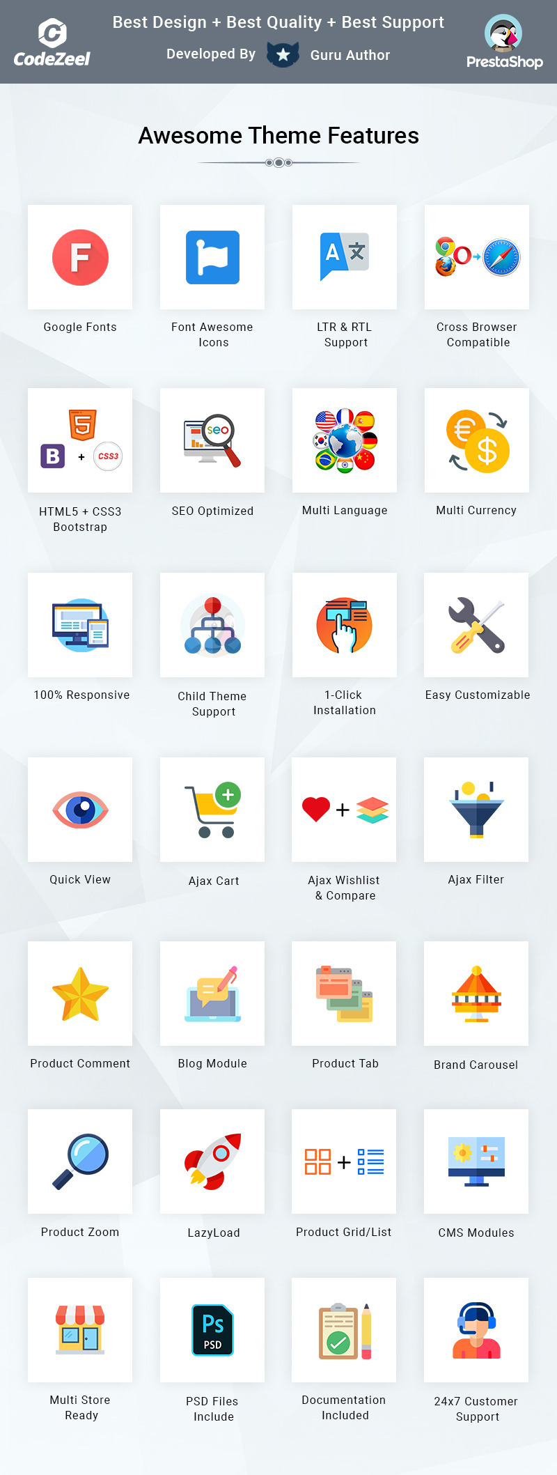 Cryline Tshirts store Prestashop Responsive Theme - Features Image 1