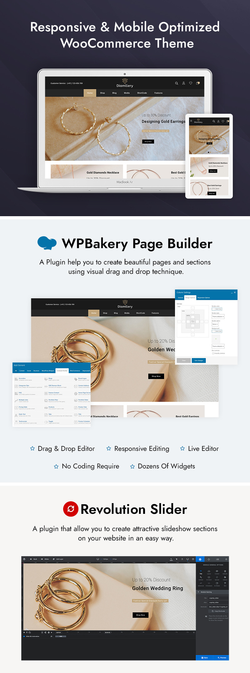 Diamllery - Jewelry Store WooCommerce Responsive Theme - Features Image 1