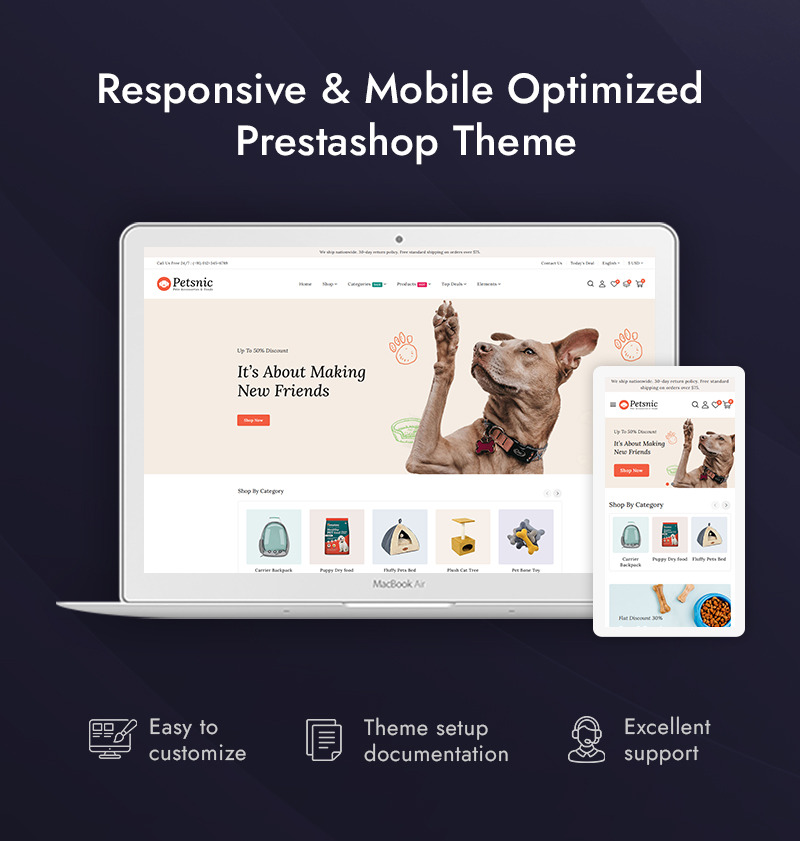 Petsnic - Pet Care, Pet Shop Prestashop 响应式主题 - Features Image 1