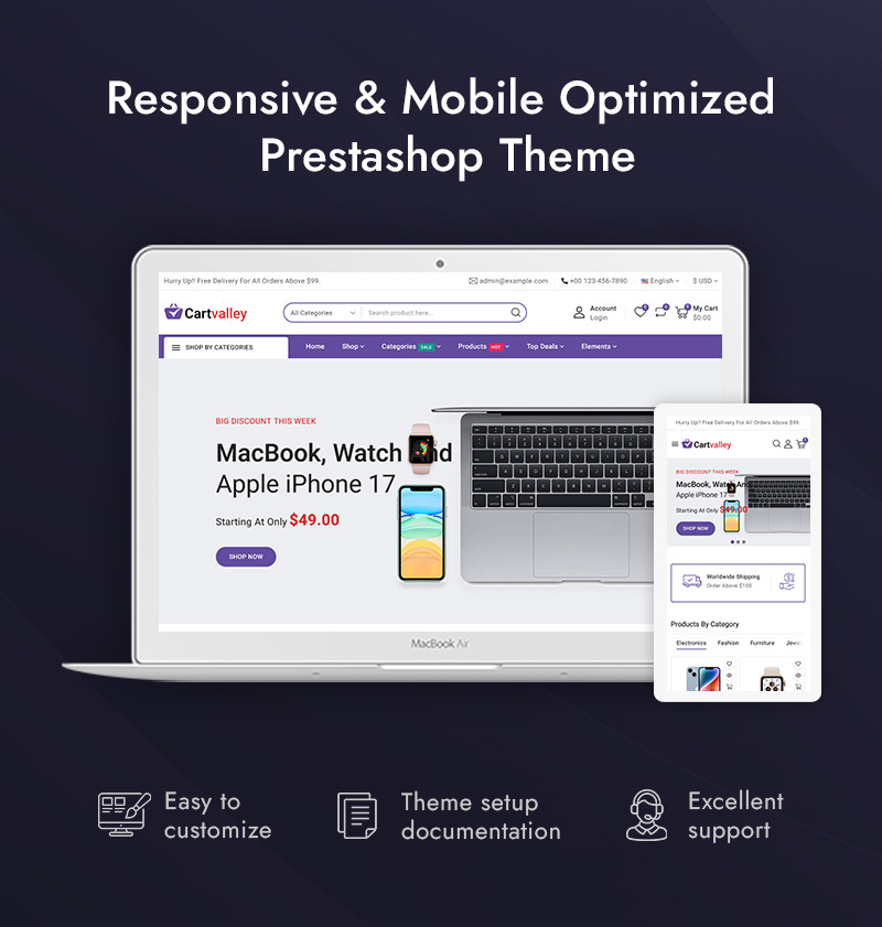 Cartvalley - Mega Store Prestashop Responsive Theme - Features Image 1