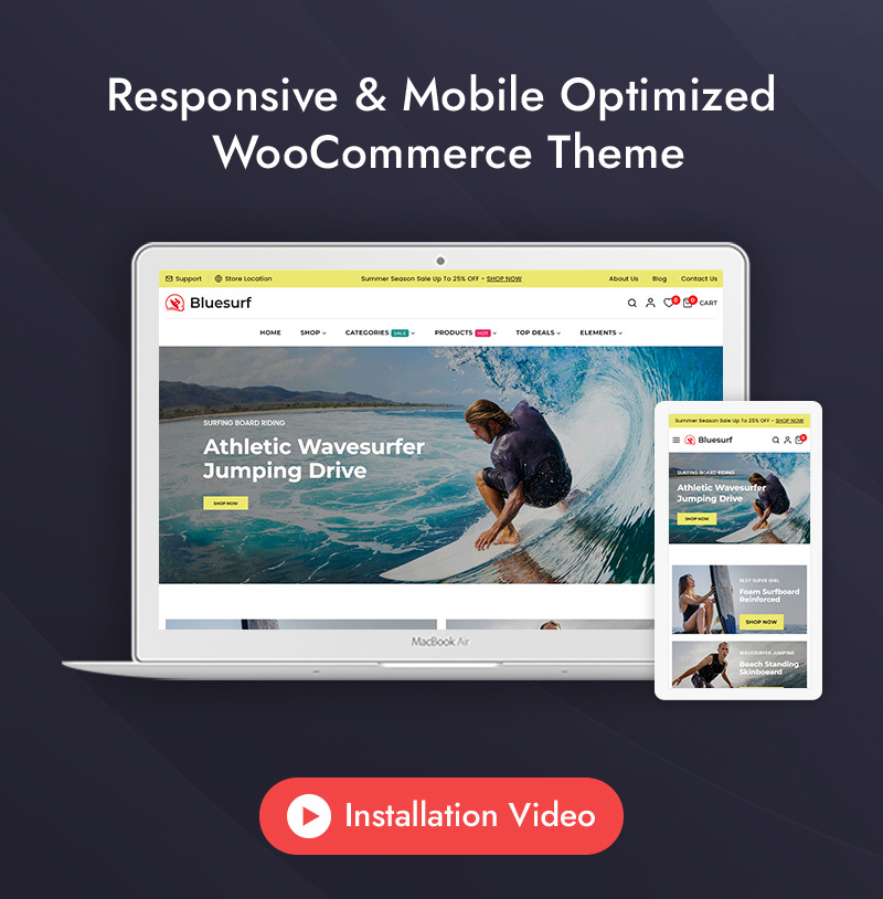 Bluesurf - Surfing Board, Single Product Store Elementor WooCommerce Responsive Theme - Features Image 1