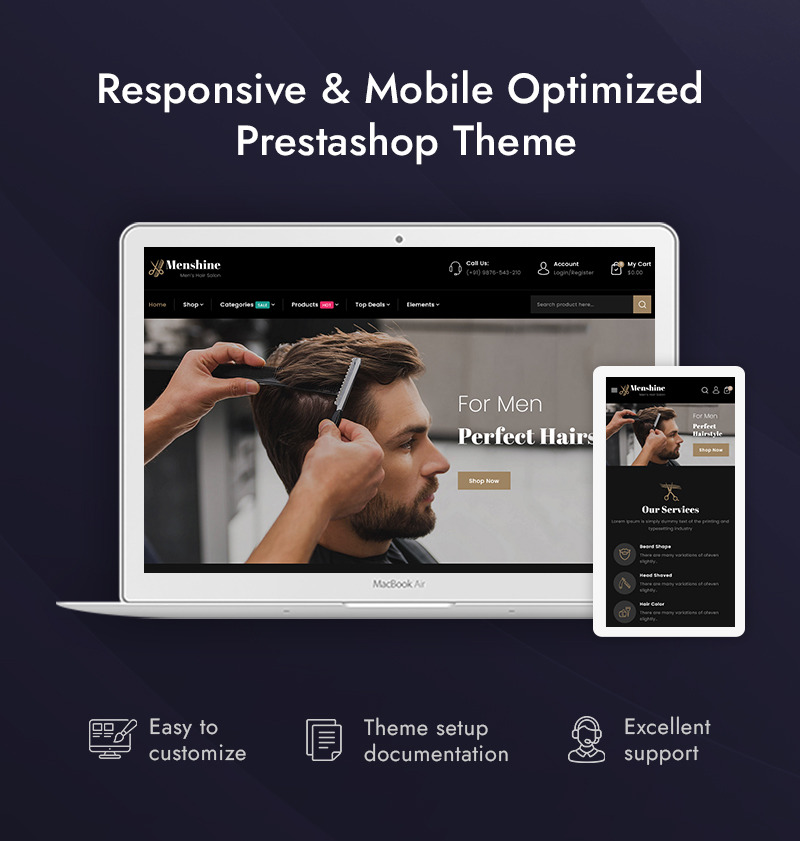 Menshine - Hair Salon Store PrestaShop Responsive Theme - Features Image 1