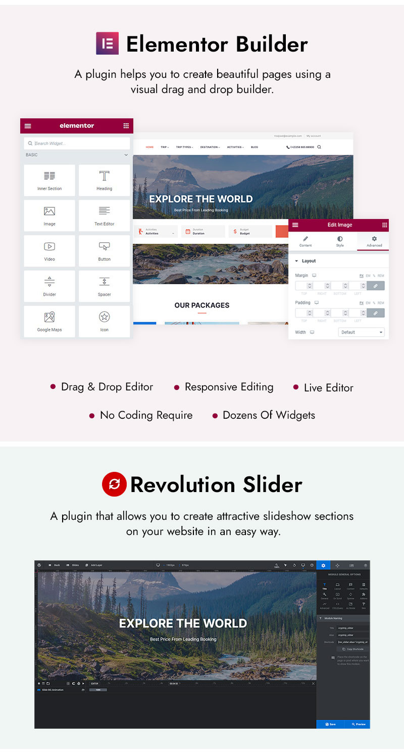 Traipsel - Turistika a cestovní kancelář Elementor WordPress Téma - Features Image 2
