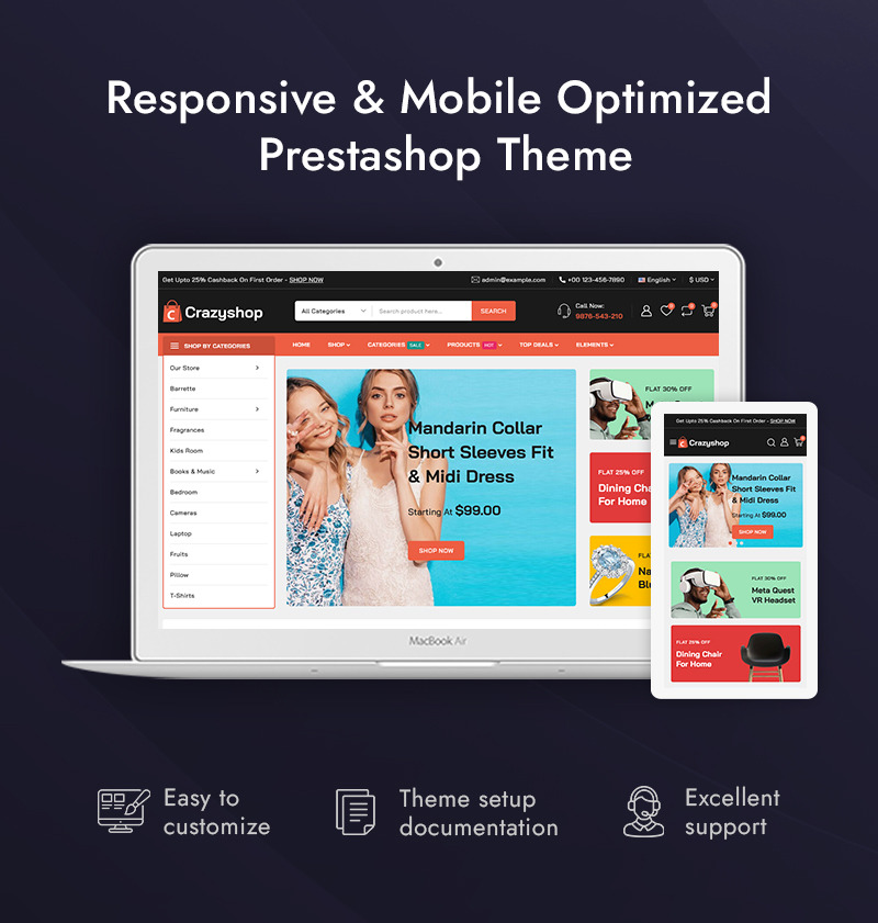 Crazyshop – Многоцелевая адаптивная тема PrestaShop - Features Image 1