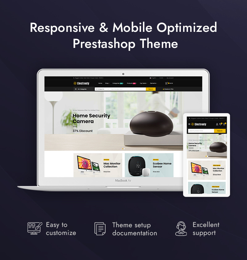 Electronly - Адаптивная тема PrestaShop для цифрового магазина - Features Image 1