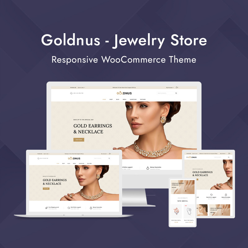 Goldnus - Jewelry Store WooCommerce Responsive Theme - Features Image 1