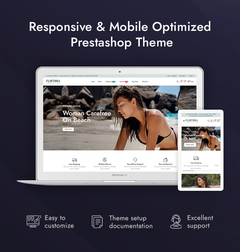 Flirtbra - Kadın Modası, İç Giyim ve İç Giyim Mağazası Prestashop Duyarlı Teması - Features Image 1