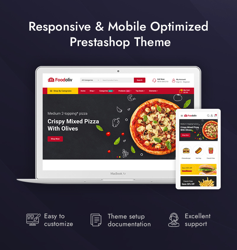 Foodoliv - Fast Food Restoran Mağazası Prestashop Duyarlı Teması - Features Image 1