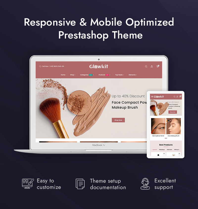 Glowkit - tema responsivo PrestaShop para loja de beleza - Features Image 1