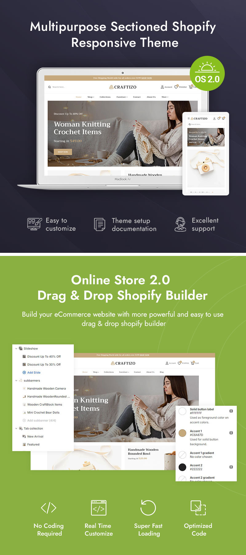 Craftizo - Heminredning och konstgalleri Shopify 2.0 Responsivt tema - Features Image 1