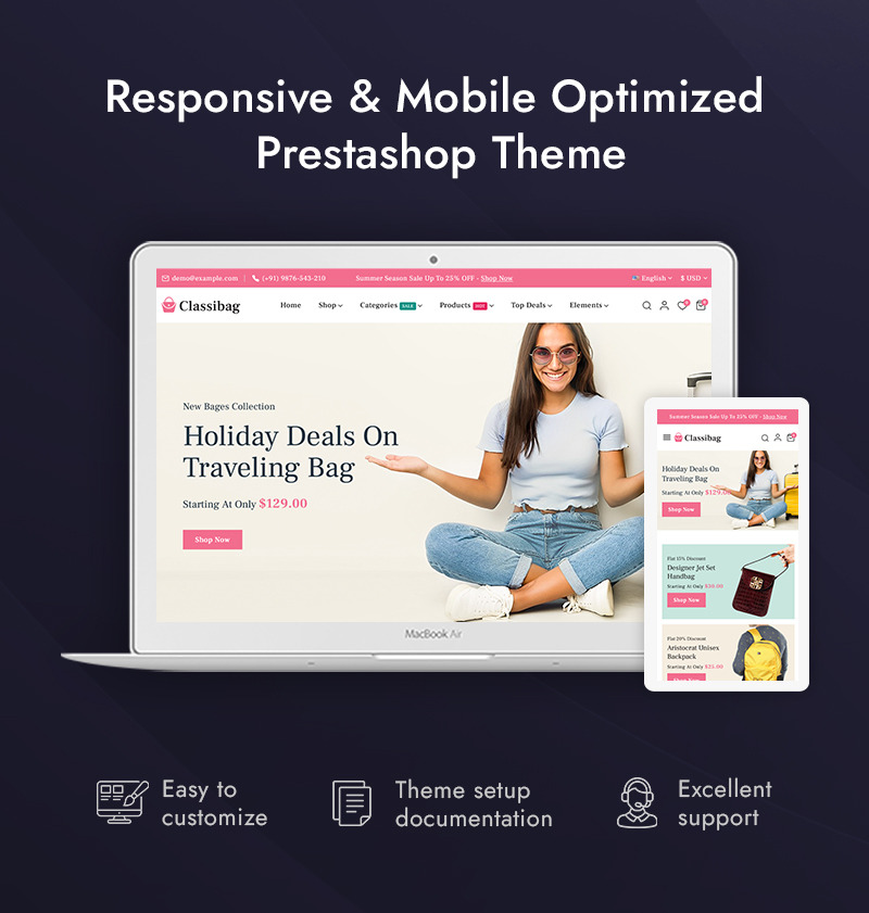 Classibag - Thème réactif Prestashop pour magasin de sacs à main - Caractéristiques de l’image 1