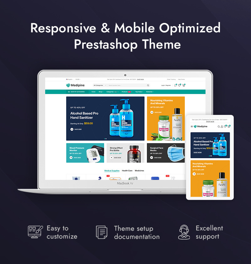 Medipine - Medicijn-, apotheek- en drogisterij Prestashop responsief thema - Features Image 1