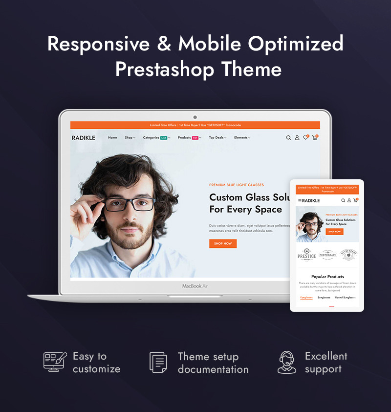 Radikle - Eyewear, Optical and Sunglass Store Prestashop Responsive Theme - Features Image 1