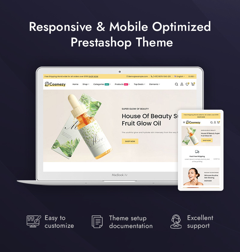 Cosmezy – Sklep z kosmetykami i butikami, responsywny motyw PrestaShop - Obraz funkcji 1