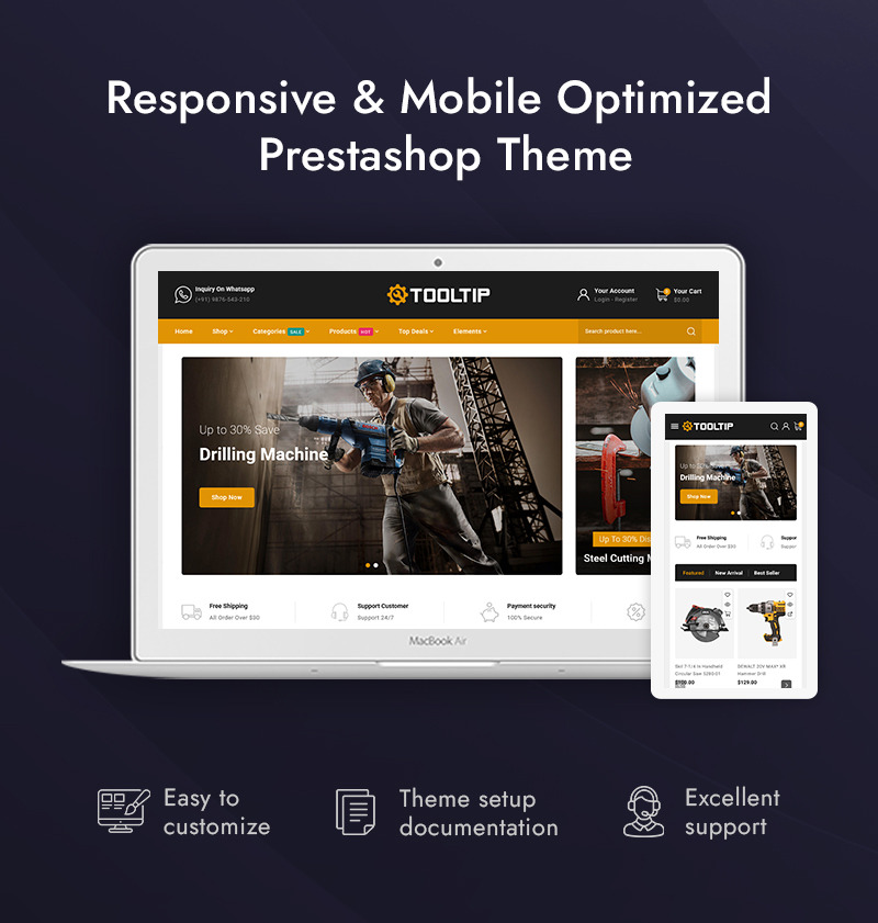 Tooltip - Hand Tool Store PrestaShop 响应式主题 - Features Image 1