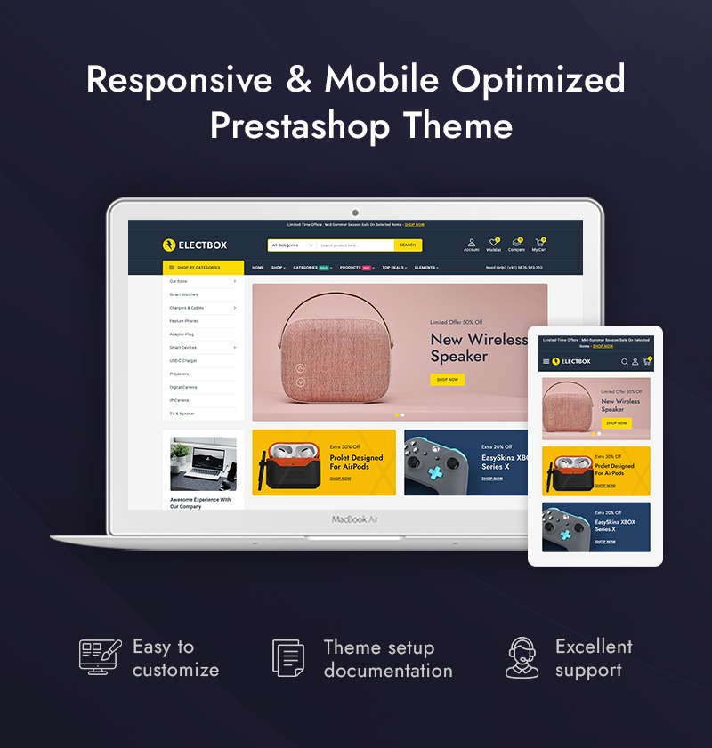 Electbox - Loja de Gadgets de Eletrônicos Inteligentes Prestashop Responsive Theme - Features Image 1