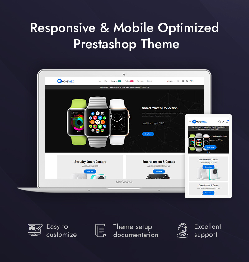 Mobiemax - Negozio di dispositivi mobili, gadget ed elettronica PrestaShop Responsive Theme - Caratteristiche Immagine 1
