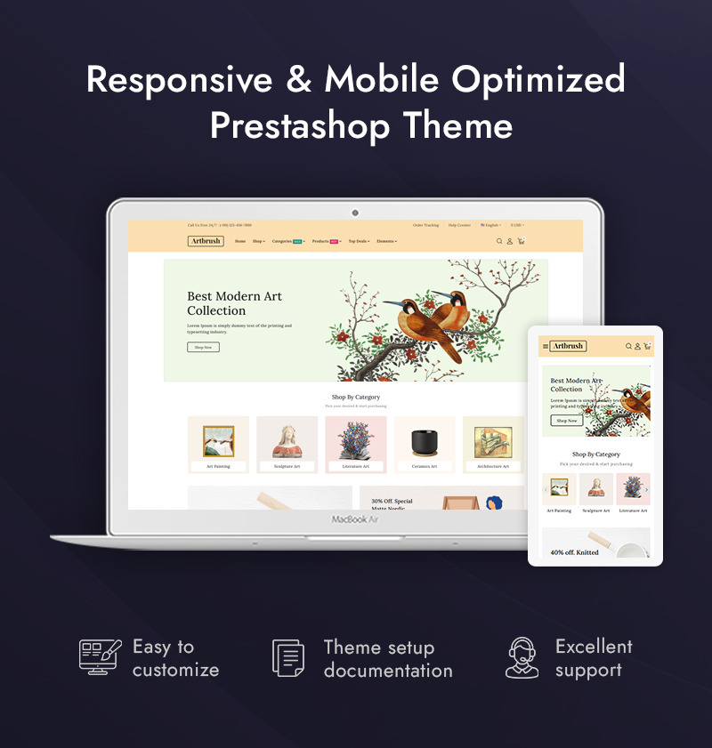 Artbrush - Art Craft and Home Decor Store Prestashop Responsive Theme - Features Image 1