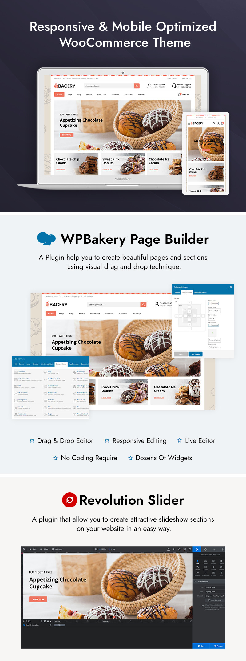 Bacery - 面包店、蛋糕店和食品店 WooCommerce 主题 - Features Image 1