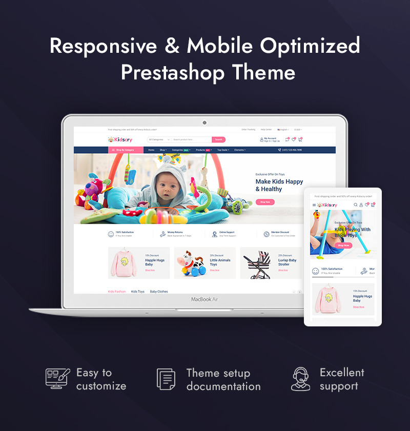 KidsCry - Thème réactif Prestashop pour magasin de mode et de jouets pour enfants - Caractéristiques de l’image 1