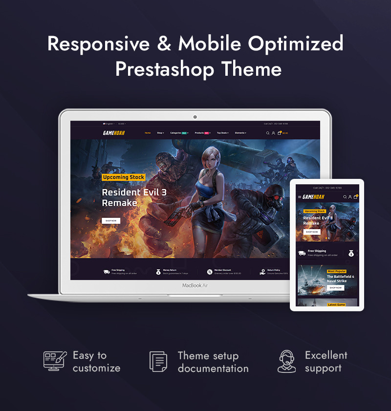 Gamehoak – Інтернет-магазин ігор PrestaShop Адаптивна тема - Features Image 1