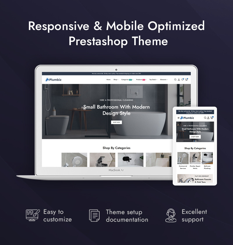 Plumbiz - Negozio di idraulica, sanitari e ferramenta Prestashop Responsive Theme - Caratteristiche Immagine 1