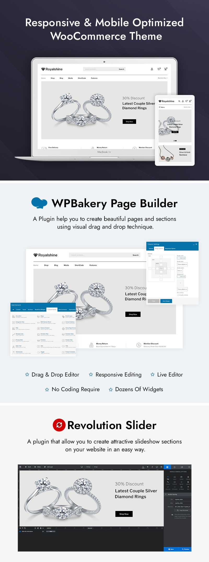 RoyalShine - Jewelry Store WooCommerce Responsive Theme - Features Image 1