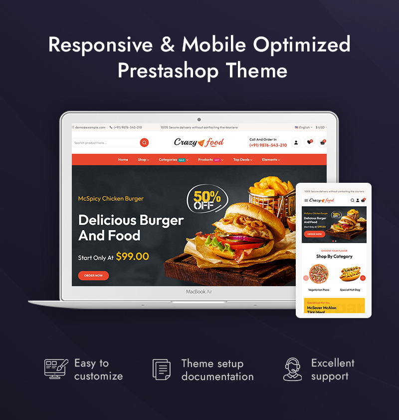 Crazyfood - Pizza and Fast Food Store PrestaShop Responsive Theme - Features Image 1