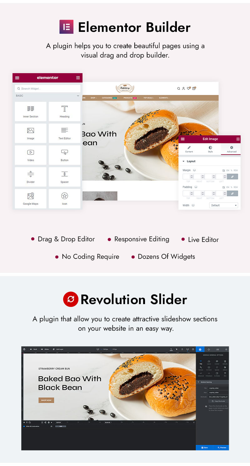 Bakebery - 面包店和蛋糕店 Elementor WooCommerce 响应式主题 - Features Image 2