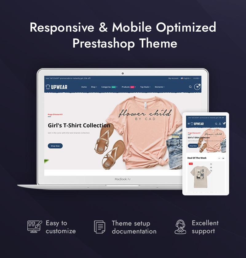 Upwear - TShirts Store PrestaShop Responsive Theme - Features Image 1