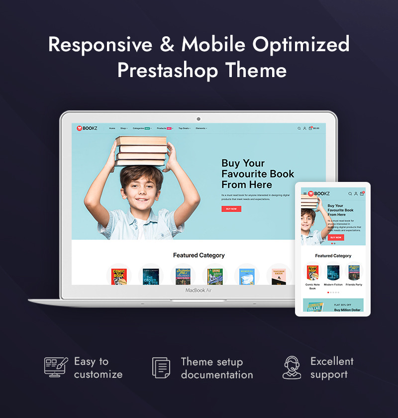 Bookz - Írószer és könyvesbolt PrestaShop Reszponzív téma - Features Image 1