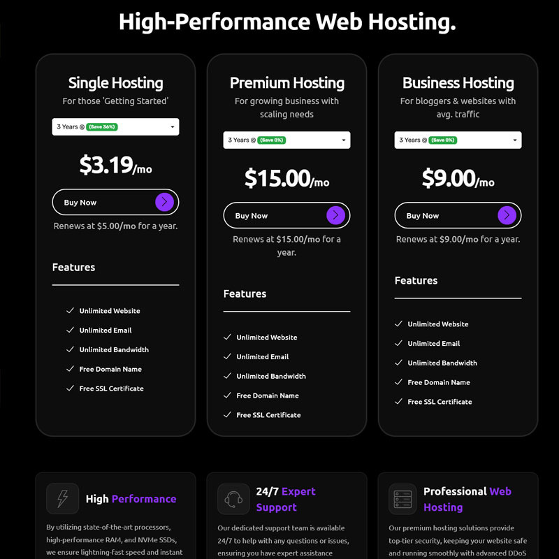Hostinza WHMCS en HTML hostingthema - Features Image 1