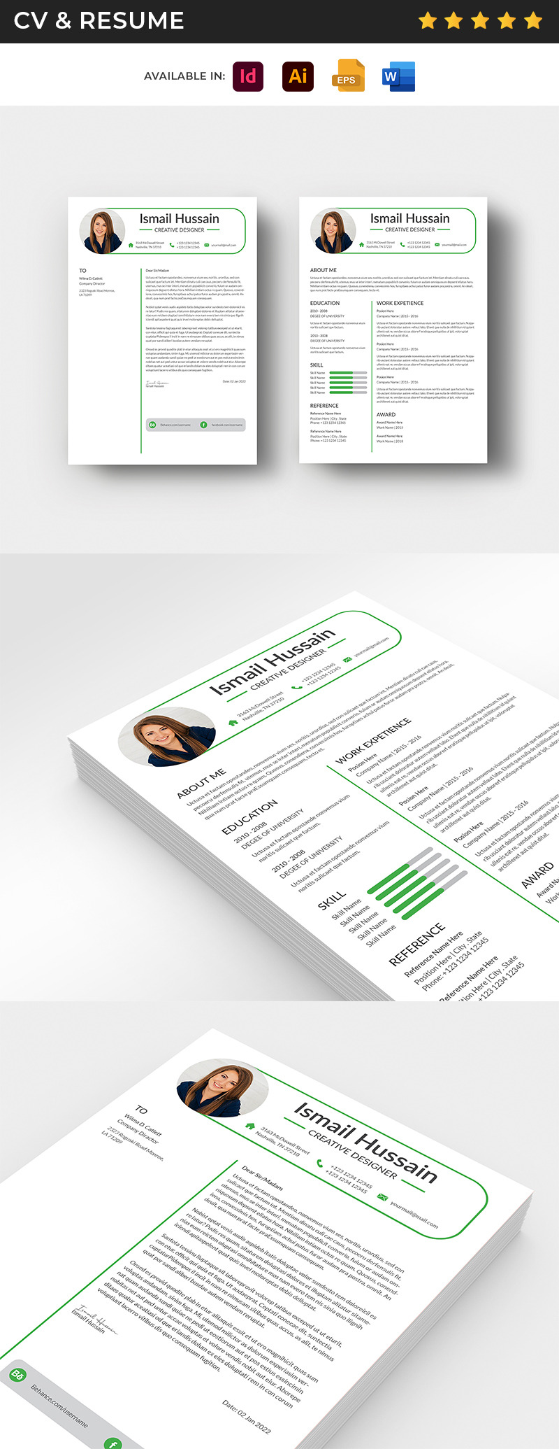 Curriculum CV con design lettera di presentazione - Caratteristiche Immagine 1