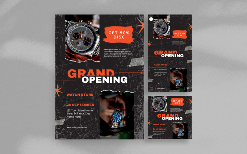 Modèle de Flyer d'ouverture officielle d'un magasin de montres - Caractéristiques de l’image 1