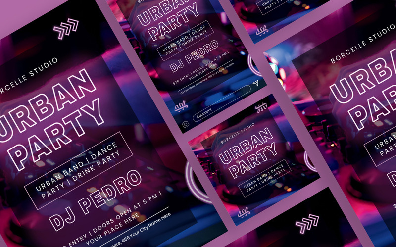 Purple Blue DJ Urban Party Flyer Template - Features Image 2