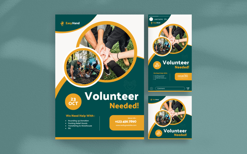 Green Modern Volunteer Recruitment Flyer Template - Features Image 1