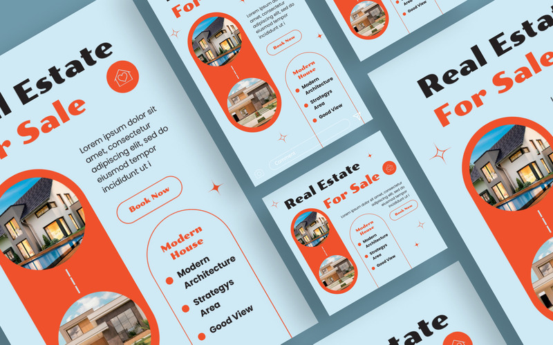Modèle de Flyer immobilier minimaliste à vendre - Caractéristiques de l’image 2