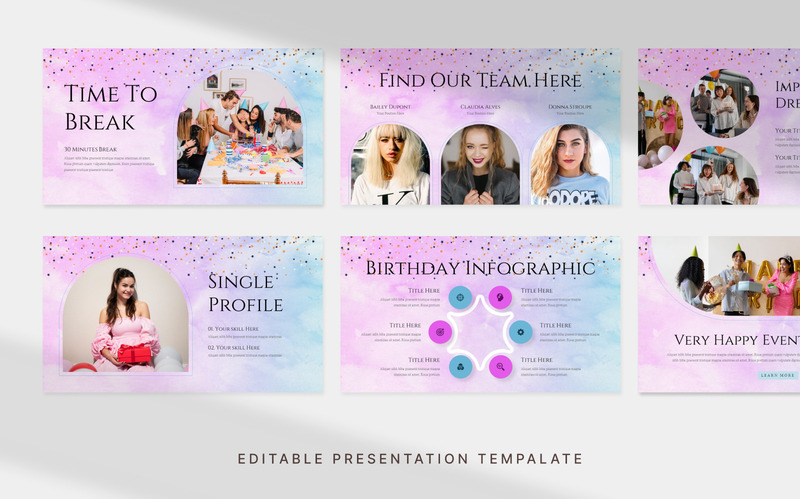 Modèle PowerPoint de planificateur d'événements d'anniversaire - Caractéristiques de l’image 1