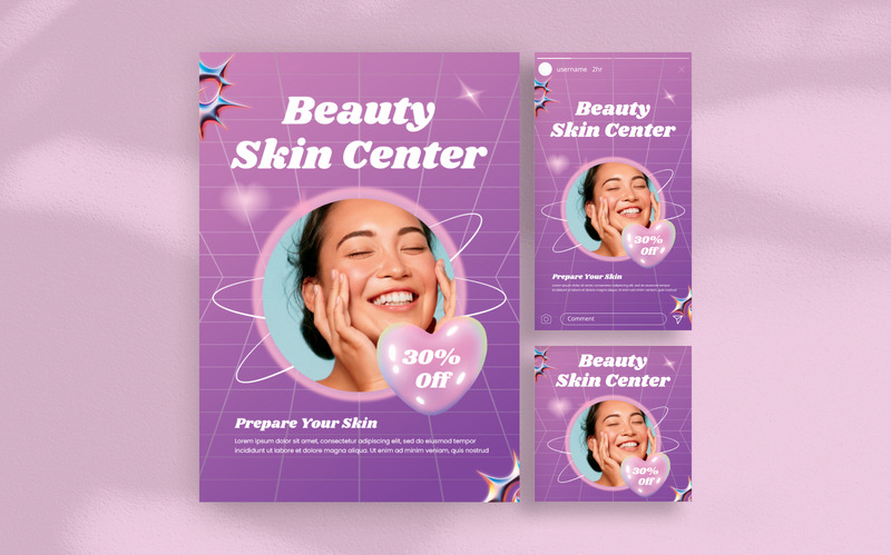 Modèle de flyer du centre de beauté pourpre de la peau de l'an 2000 - Caractéristiques de l’image 1