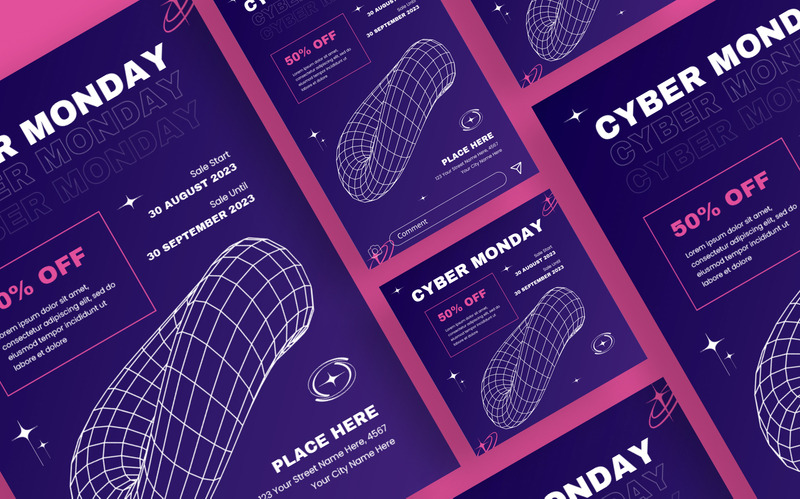 Modèle de flyer Cyber Monday moderne de la marine de l'an 2000 - Caractéristiques de l’image 2